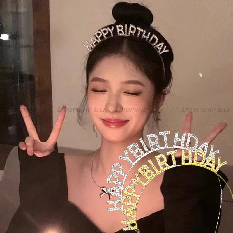 Science Of Happiness - Birthday Rhinestone Crowns Hair Bands for